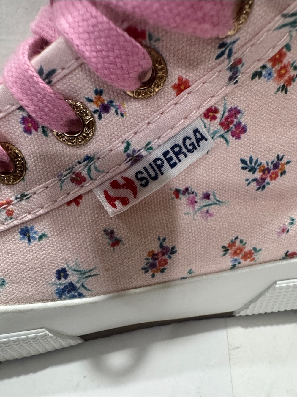 Superga Pink Floral High-Top Sneakers - Picture 5 of 13